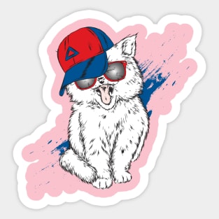Hipster Cat Funny Meme Sticker